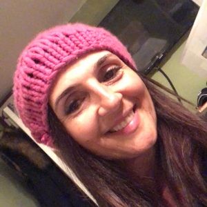 Pink knitted beanie